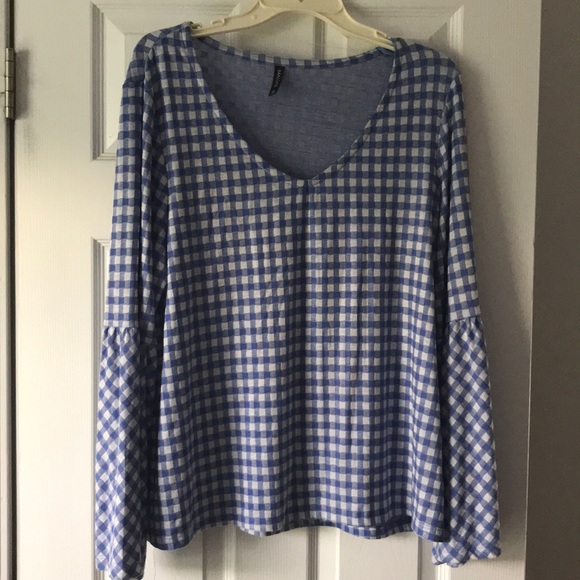Massini Tops - Blue and white checkered shirt